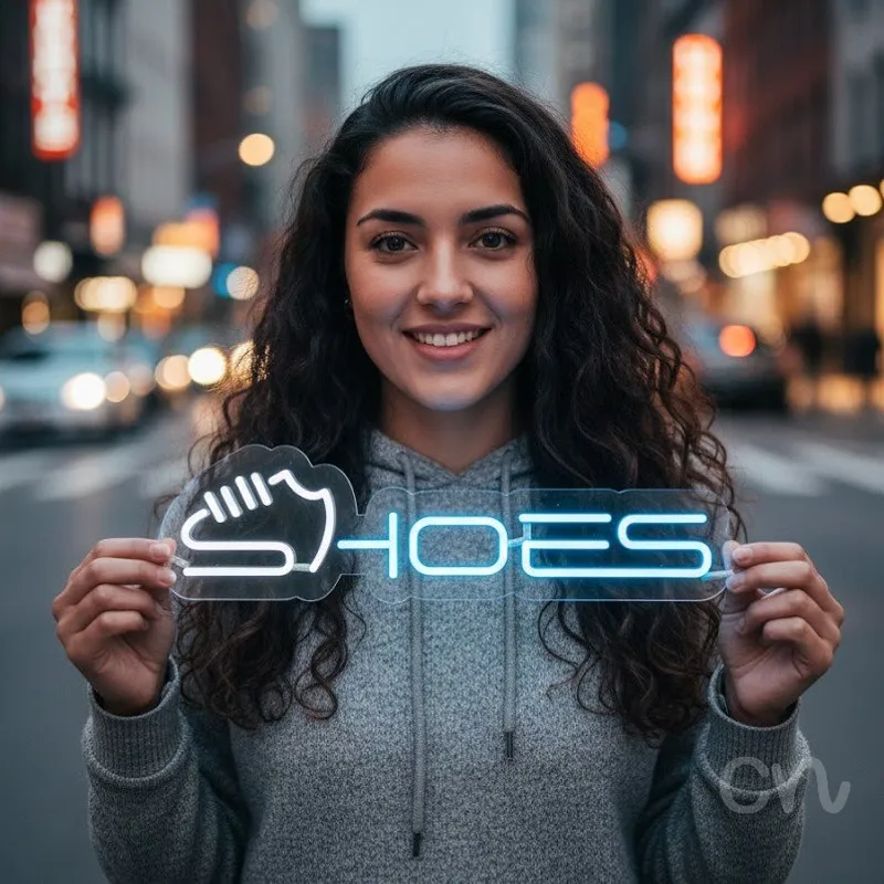Custom Neon | Shoes Neon Sign | 7x24 Inches | Ice Blue Neon Sign for Bedroom Bar Decor
