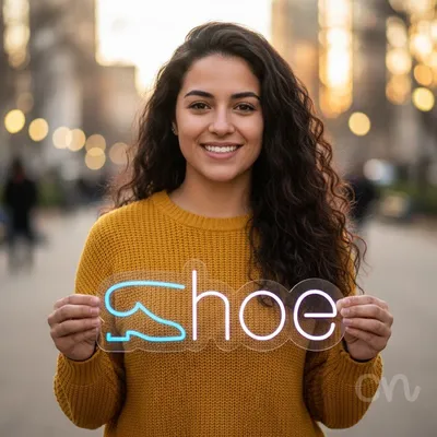 Custom Neon | Shoe Neon Sign | 9x24 | Ice Blue Color LED Neon Sign for Shoe Lovers