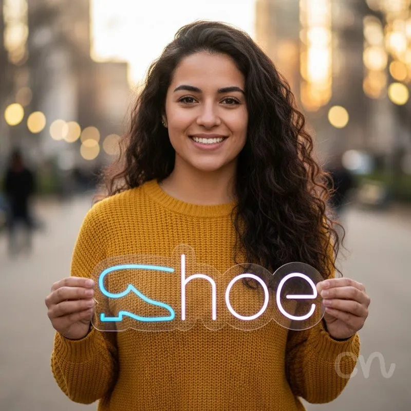 Custom Neon | Shoe Neon Sign | 9x24 | Ice Blue Neon Sign for Shoe Lover Decor