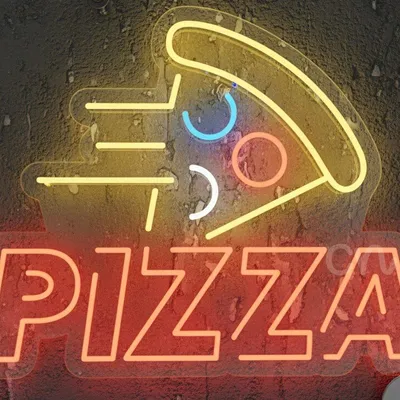 Pizza Time Neon Sign 19x24, LED Neon Flex Pizza Slice Wall Light, Plug-in Battery Free Neon Sign for Pizzeria, Restaurant, Bar, Cafe, Kitchen, Party Decor, Durable Vibrant Pizza Shop Neon Light