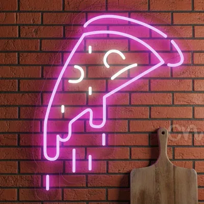 Sad Pizza Neon Sign 21x17, LED Neon Flex Wall Light, Plug-in Battery Free Pizza Neon Decor for Pizzeria, Restaurant, Bar, Cafe, Kitchen, Party Decor, Durable Vibrant Custom Neon Wall Art Light