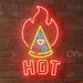 Custom Neon | Hot Pizza Neon Sign with Flame Design | Vibrant Multicolor LED Flex Wall Light for Restaurants, Cafes, Bars, and Home Decor | 22x13 | Durable Plug-In Design 1