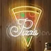 Custom Neon | Pizza Slice Neon Sign | Pizza | Text | Yellow, Red, and Green | 23x20 1