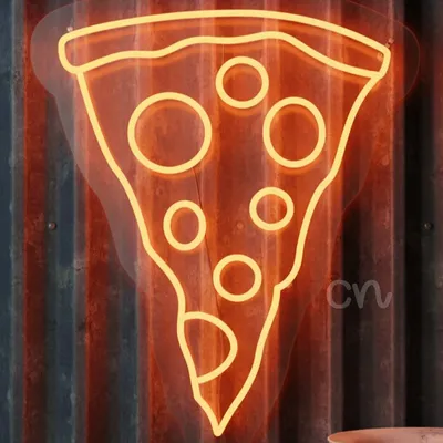 Custom Neon | Pizza Slice Neon Sign | 21x17 | Orange