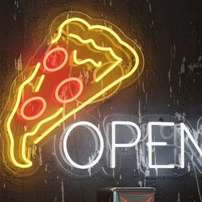 Custom Neon | Pizza Open Neon Sign | 18x24 | Yellow Red White |