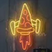 Custom Neon | Pizza Rocket Neon Sign | LED Wall Light for Restaurants, Cafes, Bars & Home Decor | Space-Themed Pizza Neon Board | Red, Yellow & Orange Glow | Plug-in Acrylic Wall Art | 23x16 Inches 2