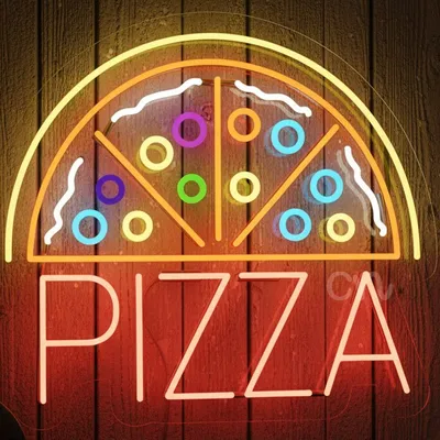 Custom Neon | Colorful Pizza Neon Sign | Multicolor | 21x24 Inches