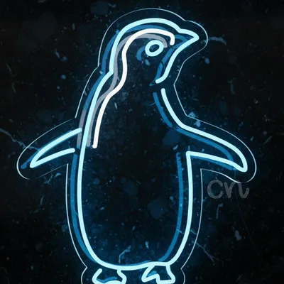 Custom Neon | Bold Penguin Neon Sign | 22x19 inches | Blue & White
