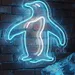 Custom Neon | Playful Penguin Neon Sign | Fun LED Wall Art | Premium Neon Flex Plug & Play Light | 21x20 inches | Blue & White | Kids Room, Bedroom, Bar & Home Wall Decor 2