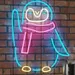 Custom Neon | Cozy Penguin Neon Sign with Scarf | 23x19 inches | Blue, Pink, White & Yellow 2