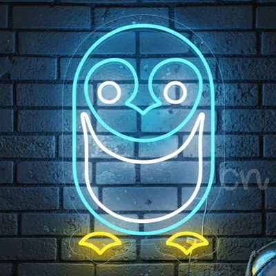 Neon Flex Penguin Sign – Plug-in LED Penguin Neon Light Wall Art, Cute Bird Neon Decor for Bedroom, Living Room, Bar, Kids Room, Office & Party Decoration, Electric Penguin Neon Display