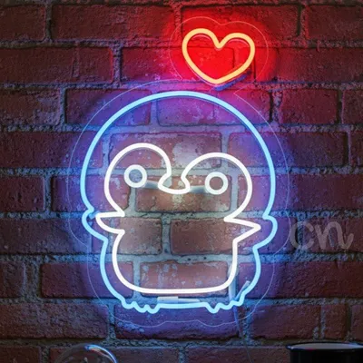 Custom Neon | Love Penguin Neon Sign | 22x16 inches | Blue White Red