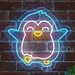 Custom Neon | Cute Penguin Neon Sign | 19x20 inches | Blue White Yellow 1