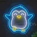 Custom Neon | Cute Penguin Neon Sign | 19x20 inches | Blue White Yellow 2