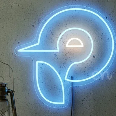 Custom Neon | Penguin Neon Sign | Energy Efficient LED Neon Flex Wall Decor | Cute Animal Light Art | Easy Plug & Play Installation | 22x22 inches | Blue & White