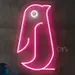 Pink Penguin Neon Sign 21x13 Inch LED Neon Wall Light, Plug In Flexible Neon Flex, Good Vibes Aesthetic Room Decor, Custom Style Neon Light for Bedroom, Living Room, Gaming Room, Bar, Party Wall Art 2