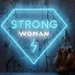 Custom Neon | 19x22 Strong Woman Neon Sign | Blue & White LED Wall Light with Lightning Bolt | Empowering Feminine Neon Decor for Bedroom, Office, Gym, Salon & Events | Custom LED Art 1