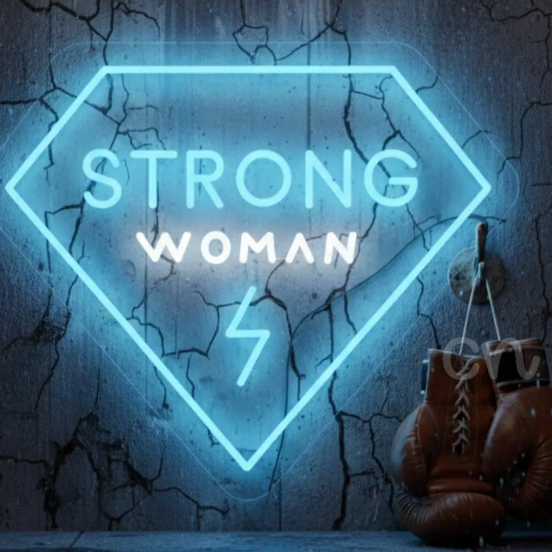 Custom Neon | Strong Woman Neon Sign | Blue & White | 19x22