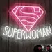 Custom Neon |17x24 Superwoman Neon Sign | Custom Pink & White LED Wall Light | Feminine Superhero Neon Decor for Bedroom, Office, Beauty Salon & Events | Energy-Efficient Custom Neon Wall Art 2