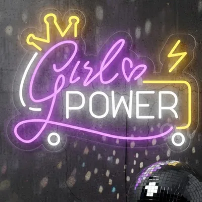 Custom Neon | Custom Neon|17x24 Girl Power Neon Sign | Purple, White & Yellow