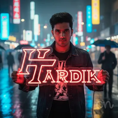 Custom Neon | Hardik Neon Sign | 11x24 | Red Neon Sign for Decor and Nightlife