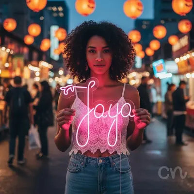 Custom Neon | Jaya Neon Sign | 21x24 | Hot Pink Decorative Neon Sign Lighting