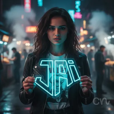 Custom Neon | Jai Neon Sign | 17x21 | Ice Blue Neon Sign for Home Bar Room Party