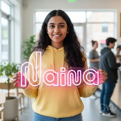 Custom Neon | Naina Neon Sign | 12x24 | Hot Pink Neon Sign for Wall Decor and Rooms