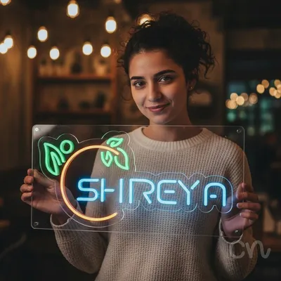 Custom Neon | Shreya Neon Sign | 12x24 | Light Blue, Green, Orange Neon Sign