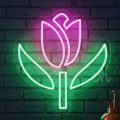 Custom Neon | Pink and Green Floral Neon Sign 18x17 Inch