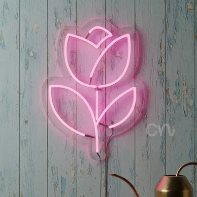 Custom Neon | Floral Neon Sign | Orange Neon Flex Floral Light | 18x13