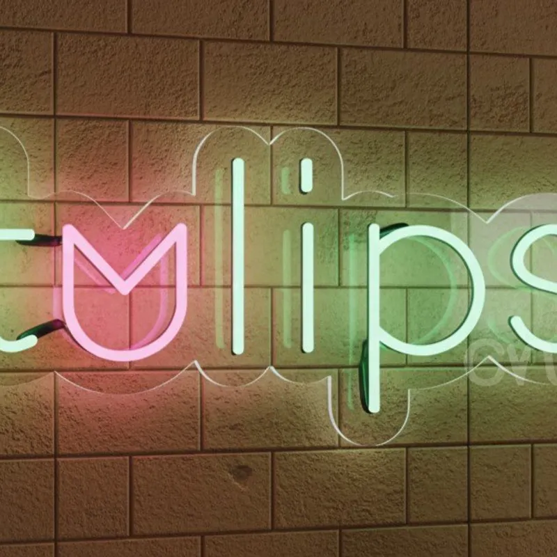 Custom Neon | Tulips Neon Sign LED Wall Light | Pink & Green | 10x21
