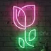 Custom Neon | Flower Neon Sign LED Wall Light | Pink & Green | 21x12 2