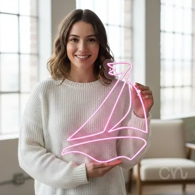 Custom Neon | Sailboat Design Neon Sign | 21x18 | Hot Pink