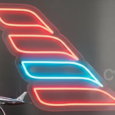 Custom Neon | Airplane Neon Sign LED Wall Decor | 17x23 | Red & Blue