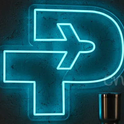 Custom Neon | Airplane Neon Sign LED Wall Decor | 20x23 | Blue