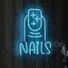 Custom Nails Neon Sign with Sparkling Nail Art Design | 20x15 Blue LED Beauty Decor|Energy-Efficient Salon | Durable Acrylic Backing | Perfect for Nail Techs, Beauty Studios & Home Vanity Decor 1
