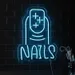 Custom Nails Neon Sign with Sparkling Nail Art Design | 20x15 Blue LED Beauty Decor|Energy-Efficient Salon | Durable Acrylic Backing | Perfect for Nail Techs, Beauty Studios & Home Vanity Decor 2