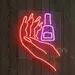 Custom Neon | Nail Art Neon Sign with Hand and Polish Bottle Design | 27x20 | Red and Purple 2