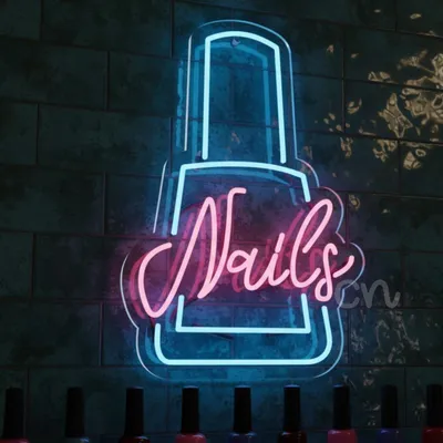 Custom Neon | Nails LED Neon Sign with Nail Polish Bottle Design | 24x17