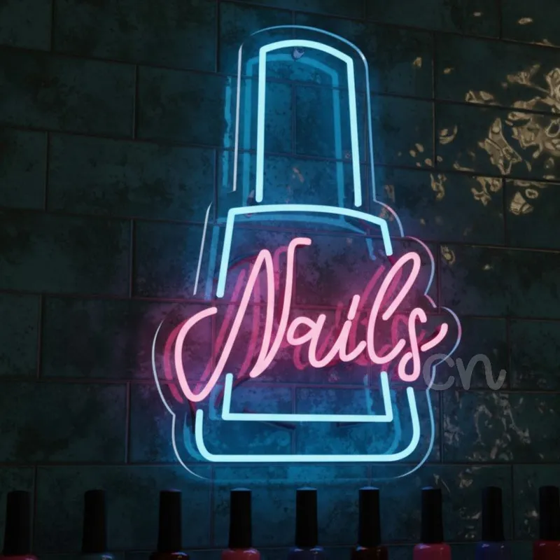 Custom Neon | Nails LED Neon Sign with Nail Polish Bottle Design | 24x17