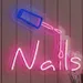 Custom Neon | Nails Neon Sign with Nail Polish Bottle Design | Energy-Efficient Wall Decor for Salons, Spas, Beauty Bars, Vanity Corners| Durable Long-Lasting Accent Lighting | 15x17 | Pink White Blue 2
