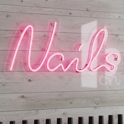 Custom Neon | Nails Neon Sign Script Design | 20x21 | Pink