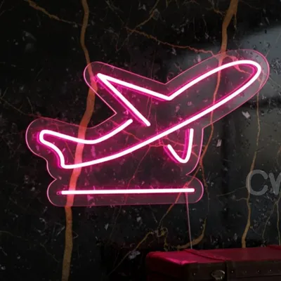 Custom Neon | Airplane LED Neon Sign | 14x22 | Pink and White