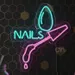 Custom Neon | NAILS Neon Sign with Nail Polish Brush, Droplet & Nail Shape Design | Energy-Efficient LED Wall Art for Nail Salons, Beauty Studios, Spas & Vanity Corners | 17x15 | Pink & Blue 2