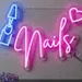 Custom Neon | Nails Neon Sign with Nail Polish Bottle and Heart Graphic | 15x20 | Pink, Blue 1