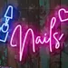 Custom Neon | Nails Neon Sign with Nail Polish Bottle and Heart Graphic | 15x20 | Pink, Blue 2