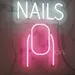 Custom Neon | NAILS Neon Sign with Nail Art Graphic | Energy-Efficient White and Pink LED Wall Art for Nail Salons, Beauty Studios, Vanity Corners & Events | 16x12 | White and Pink 1