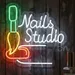 Custom Neon | Nails Studio Neon Sign | Durable | 16x16 | Green, Yellow, Red 2