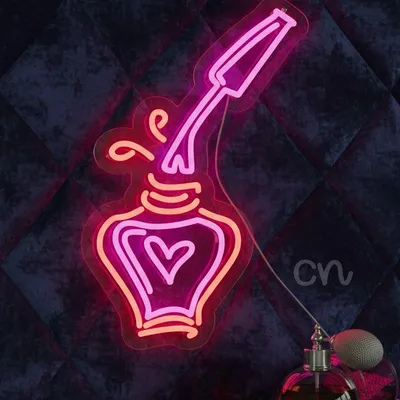 Custom Neon | Nail Polish Bottle Neon Sign | 17x11 | Red & Pink